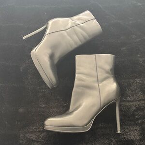 Nine West Black Leather Platform Stiletto Ankle Boots